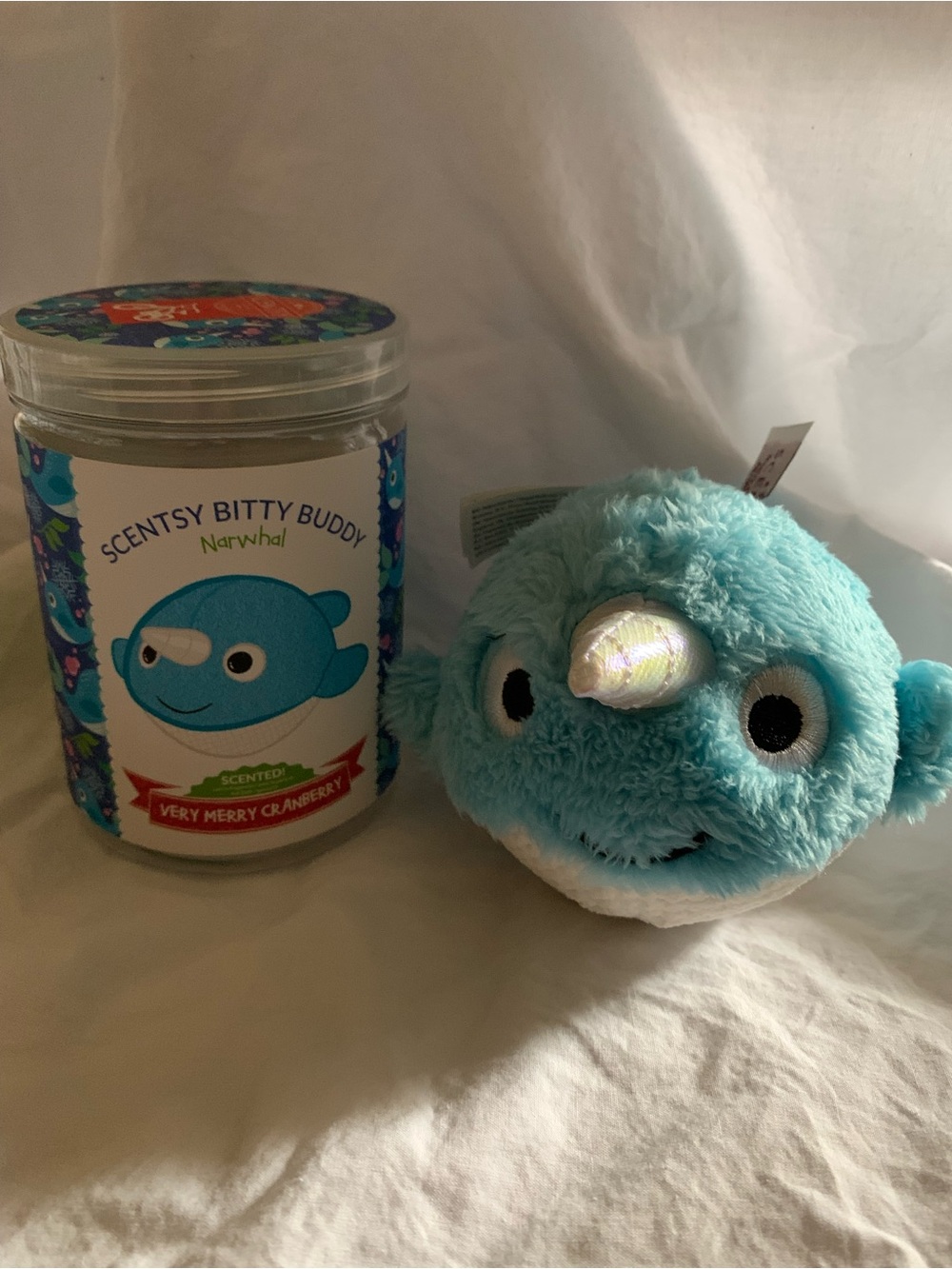 Scentsy Blue Narwhal Bitty Buddy with Iridescent Horn